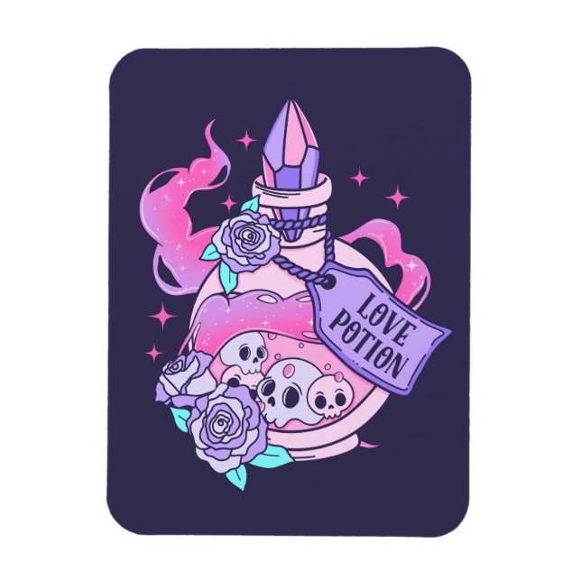 Kärlek Potion Cute Rosa Halloween Potion Flaska Magnet (Vertikal)
