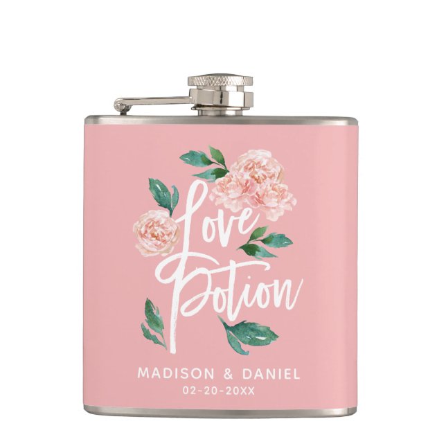 Kärlek Potion Rosa Blommig Personlig Fickplunta (Framsidan)