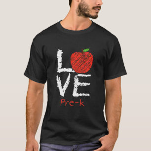 Kärlek Pre-K Apple Back to school Lärare T Shirt