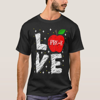 Kärlek Pre K Apple Back to school Lärare T Shirt