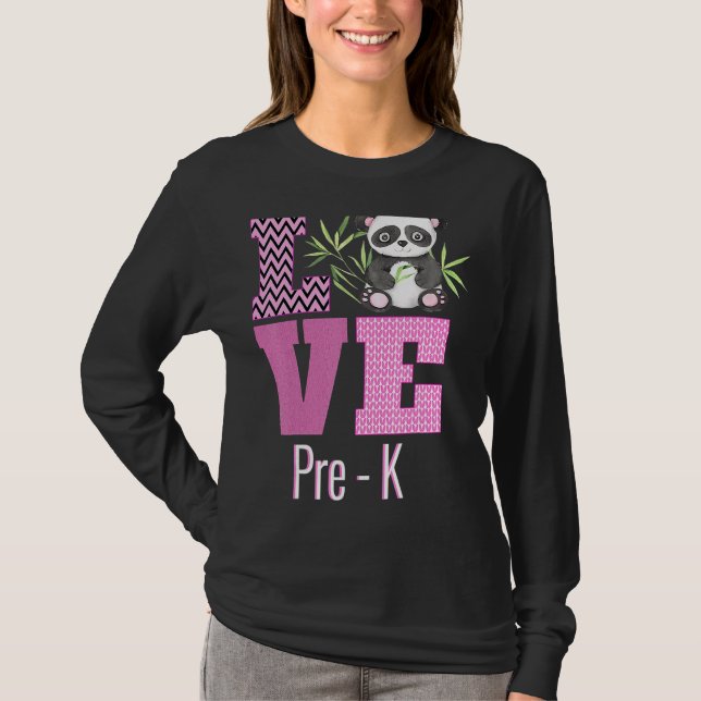 Kärlek prek Panda-förKindergarten-läraren tillbaka T Shirt (Framsida)