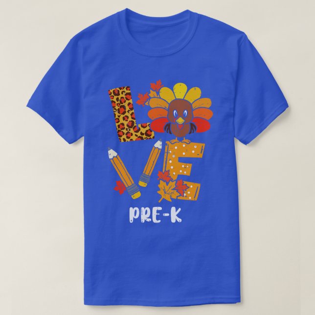 Kärlek PreK Turkey Happy thanksgiving PreK Teacher T Shirt (Design framsida)
