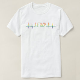 KÄRLEK PRIDE FLAGGA EKG T SHIRT