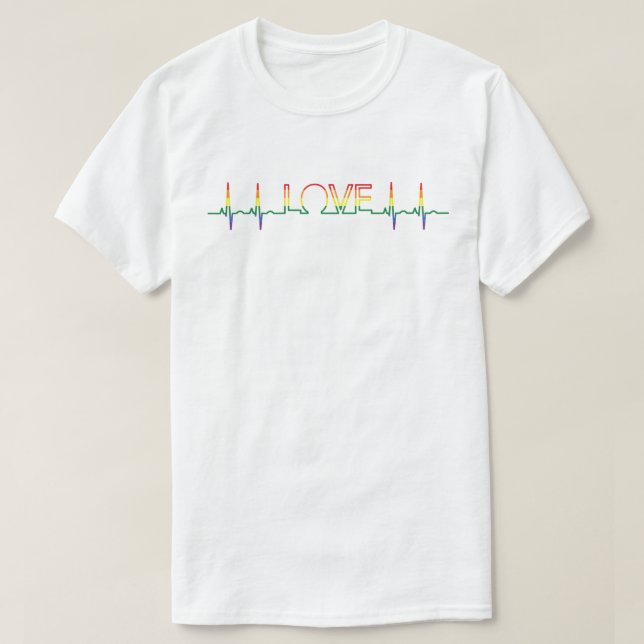 KÄRLEK PRIDE FLAGGA EKG T SHIRT (Design framsida)