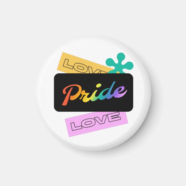 Kärlek pride kärlek. HBT+pride. Regnbåge Magnet (Framsidan)