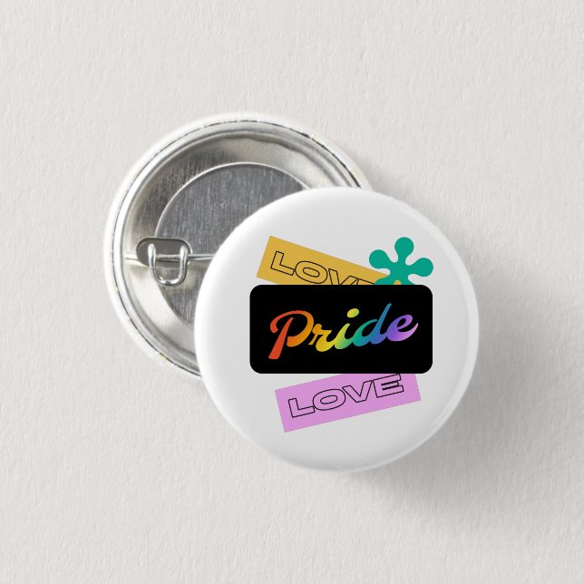 Kärlek pride kärlek. HBT+pride. Regnbågsknapp Knapp (Framsida & baksida)