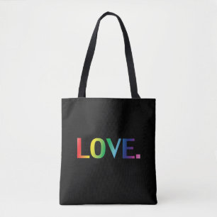 Kärlek, pride lgbt lgbtq gay queer rainbow black tygkasse