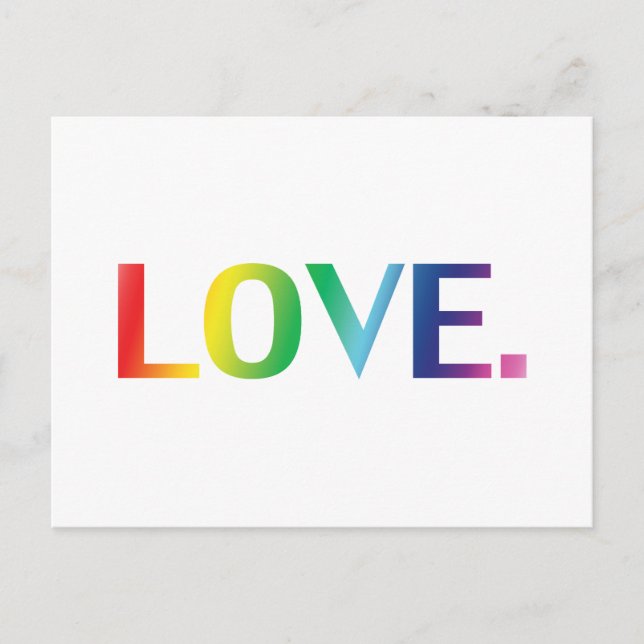 Kärlek, pride lgbt lgbtq gay queer rainbow färg vykort (Framsida)