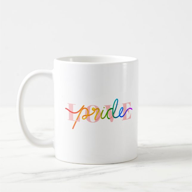 Kärlek Pride Rainbow Färg på Rosa Kaffemugg (Vänster)