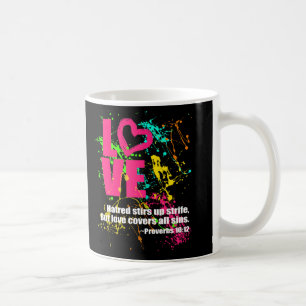 Kärlek Proverbs Bible Verse Neon Paint Splatter Kaffemugg
