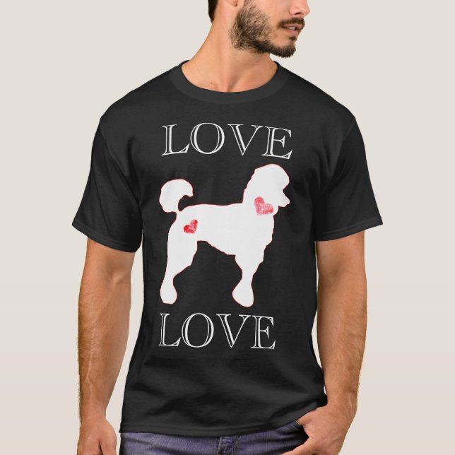 Kärlek Pudel Heart White T Shirt (Framsida)