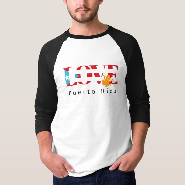Kärlek Puerto Rico 3/4 Sleeve Baseball Raglan Shir T Shirt (Framsida)