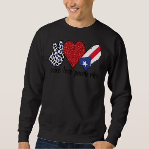Kärlek Puerto Rico Proud Puerto Rican Flagga Puert Lång Ärmad Tröja