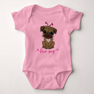 Kärlek Pug Hund Alla hjärtans dag T Shirt