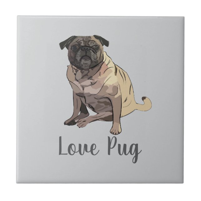 Kärlek Pug Kakelplatta (Framsidan)
