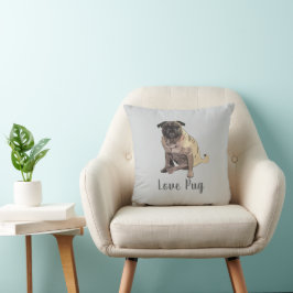 Kärlek Pug Kudde