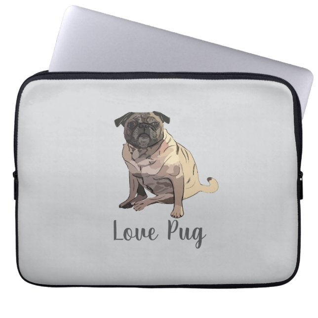 Kärlek Pug Laptop Fodral (Framsidan)