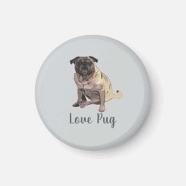 Kärlek Pug Magnet (Framsidan)