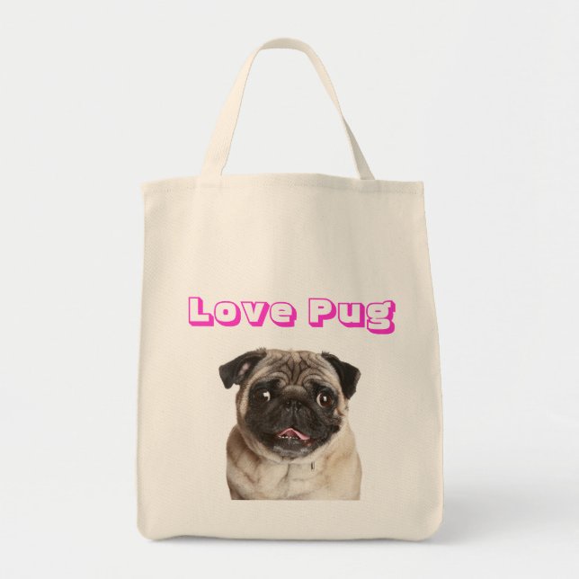 Kärlek pug Puppy Hund Canvas Livsmedel otebag Tygkasse (Framsidan)