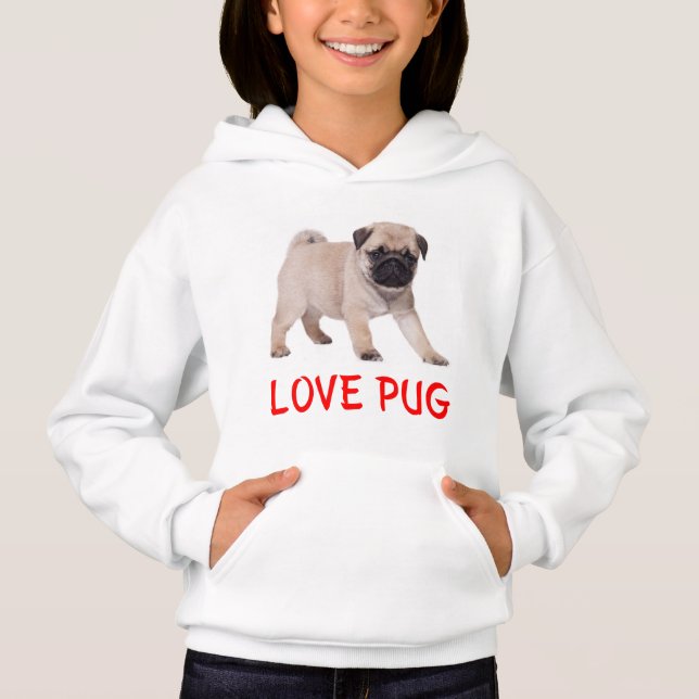 Kärlek pug Puppy Hund Girls Tee (Framsida)