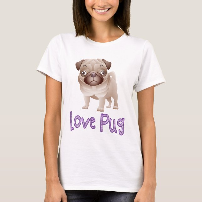 Kärlek Pug Puppy Hund Graphic T-Shirt (Framsida)