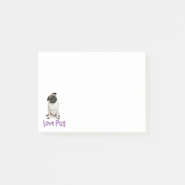 Kärlek Pug Puppy Hund Skicka IT-anteckningar Post-it Block (Framsida)