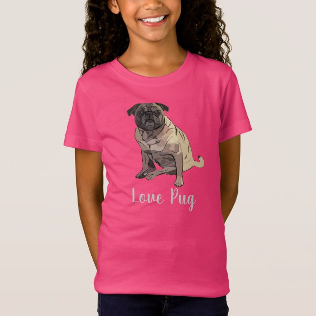 Kärlek Pug T Shirt (Framsida)