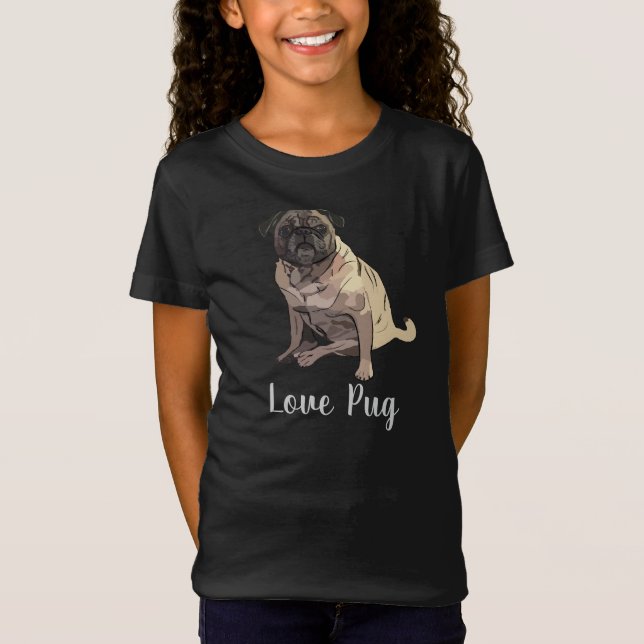 Kärlek Pug T Shirt (Framsida)