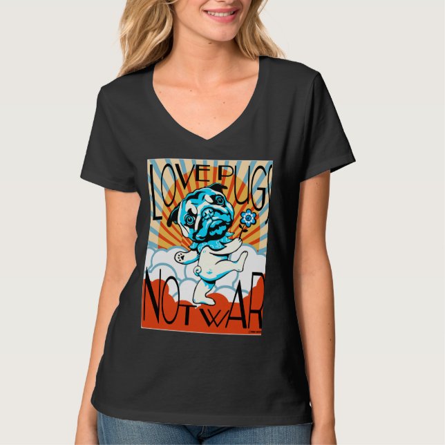 KÄRLEK PUGS NOT KRIG Classic T-Shirt 749 (Framsida)