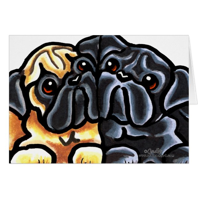 Kärlek Pugs OBS Kort (Framsidan Horizontal)