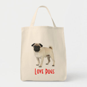 Kärlek Pugs Puppy Hund Canvas Livsmedel totebag Tygkasse