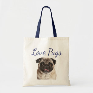 Kärlek Pugs Puppy Hund Canvas Totebag Tygkasse