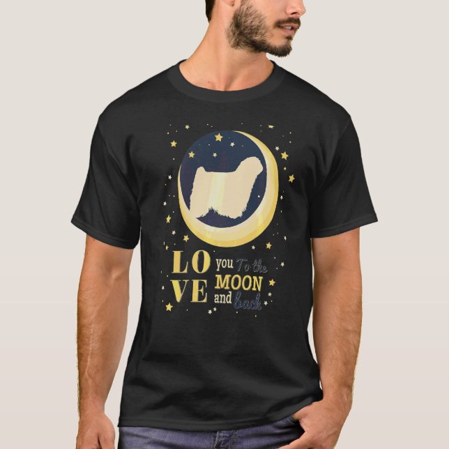 Kärlek Puli Hund till Måne T Shirt (Framsida)
