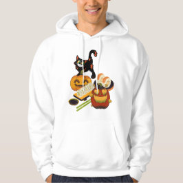 Kärlek Pumpa & Snugga Svarta Katt Halloween Sushi Hoodie