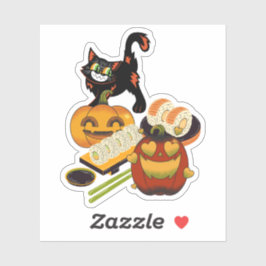 Kärlek Pumpa & Snugga Svarta Katt Halloween Sushi Klistermärken