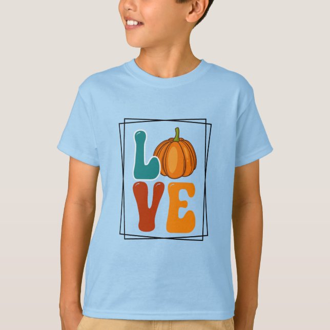 Kärlek, Pumpkin Fall Autumn Boy T Shirt (Framsida)