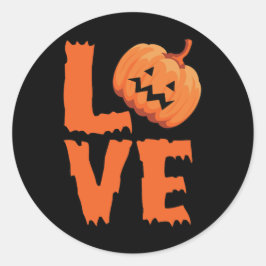 Kärlek Pumpkin Halloween Sticker Design Runt Klistermärke