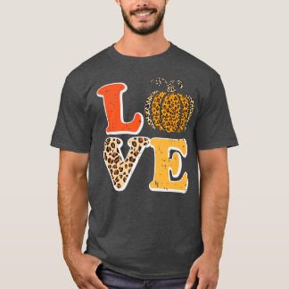 Kärlek Pumpkin Leopard Autumn Fall Halloween 31a O T Shirt