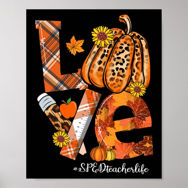 KÄRLEK Pumpkin Leopard SPED Lärare Lifall Tack Poster (Framsidan)