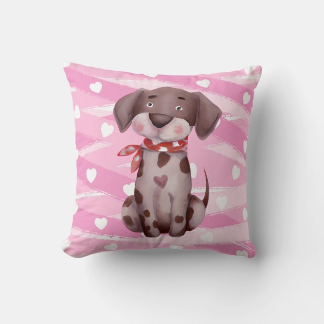 "KÄRLEK PUPPY" I ROSA OCH VITA KUDDE (Framsida)