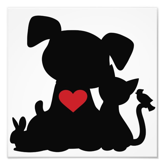 Kärlek Puppy och Kitten Silhouette Fototryck (Framsidan)