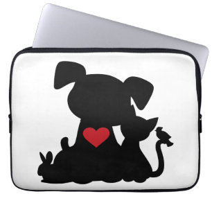 Kärlek Puppy och Kitten Silhouette Laptop Fodral