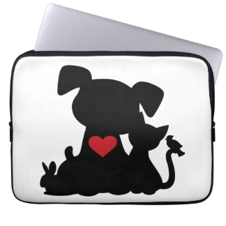 Kärlek Puppy och Kitten Silhouette Laptop Fodral