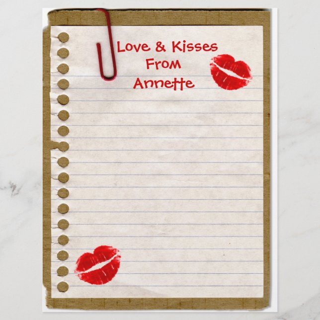 Kärlek & Pussar Från... Söt brevhuvud (Framsida)