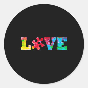 KÄRLEK Puzzle Biet Heart Autism Awareness Tie Dye Runt Klistermärke