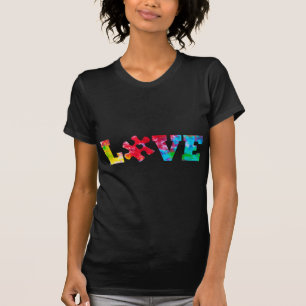 KÄRLEK Puzzle Biet Heart Autism Awareness Tie Dye T Shirt