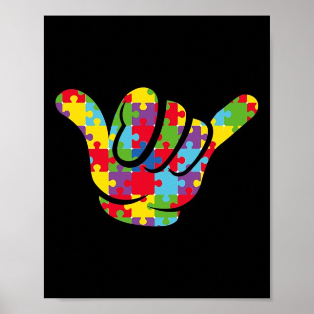 Kärlek Puzzle Hand Sign Language Autism Awareness  Poster (Framsidan)
