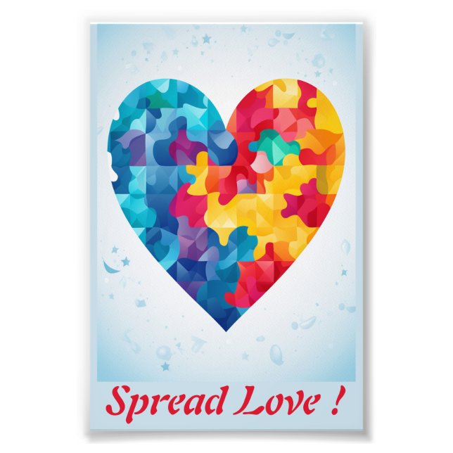 Kärlek Puzzle Rainbow Heart Personlig Fototryck (Framsidan)