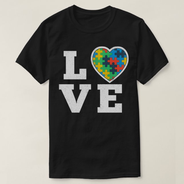 Kärlek Puzzles Autism Awareness Autistic Support G T Shirt (Design framsida)