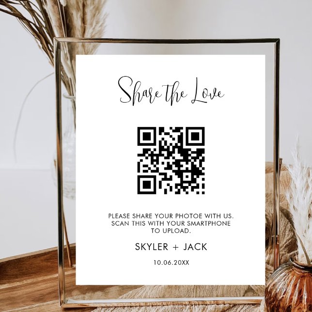  Kärlek QR-appsbröllopsfoto för koddelning Poster (Skapare uppladdad)
